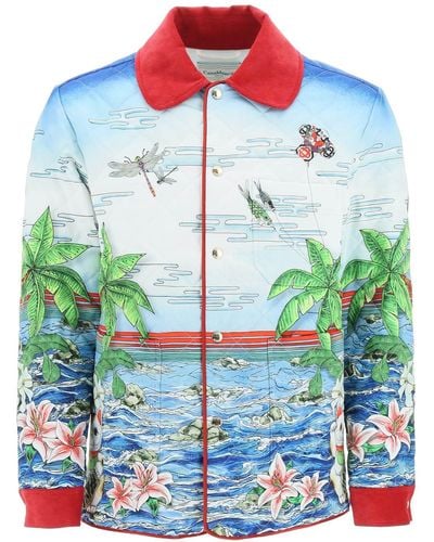 Casablancabrand Quilted Jacket With Table Tennis Club Sunrise Print - Multicolour