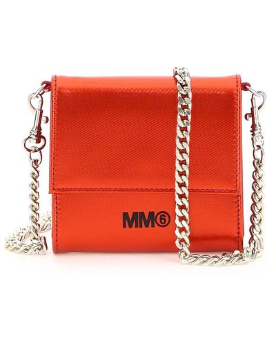 MM6 by Maison Martin Margiela Coated Canvas Wallet With Chain - Red