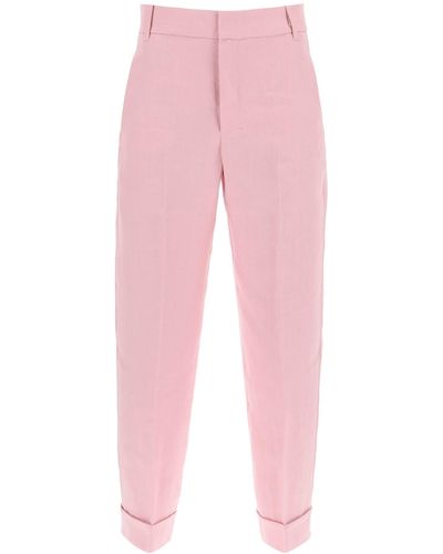Max Mara 'Linen Cigarette Trousers - Pink