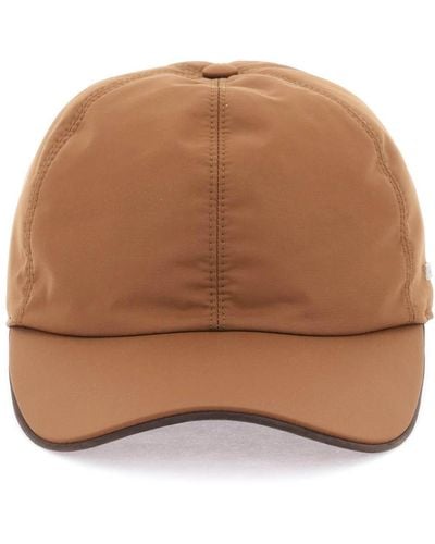 ZEGNA Baseball Cap With Leather Trim - Brown