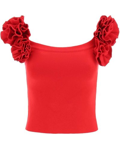Magda Butrym Fitted Top With Roses - Red