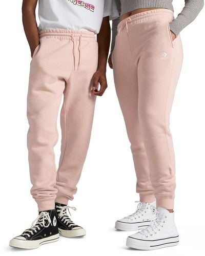 Converse Go-to Embroidered Star Chevron Standard-fit Fleece Sweatpant - Pink