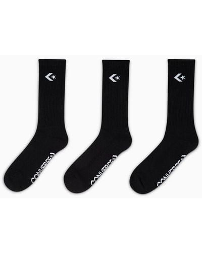 Converse 3-pack Classic Star Chevron Crew Socks - Black