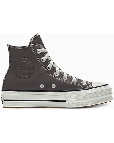 Converse Custom Chuck Taylor All Star Lift Platform Leather By You - Brown