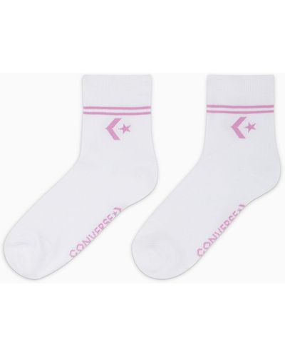 Converse 2-Pack Double Stripe Ankle Socks - Weiß
