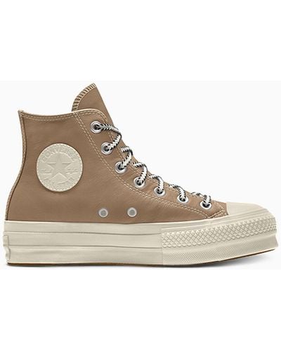 Converse Custom Chuck Taylor All Star Lift Platform Leather By You - Natural