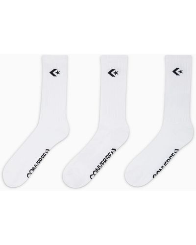 Converse 3-pack classic star chevron crew socks - Weiß