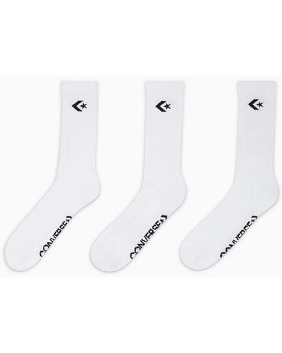 Converse 3-pack Classic Star Chevron Crew Socks - White