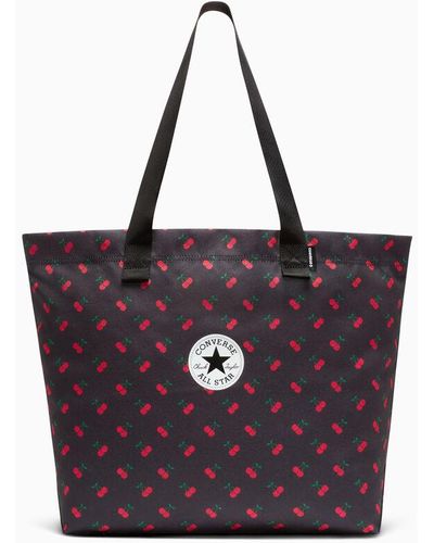 Converse Cherry Print Canvas Tote Bag - Purple