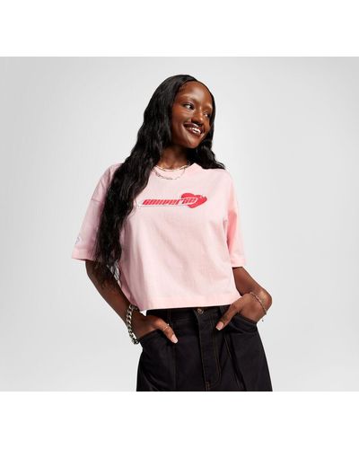 Converse Y2k Heart Cropped Oversized T-shirt - Pink