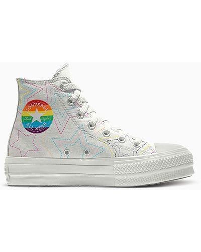 Converse Custom Chuck Taylor All Star Lift Platform Pride By You - White