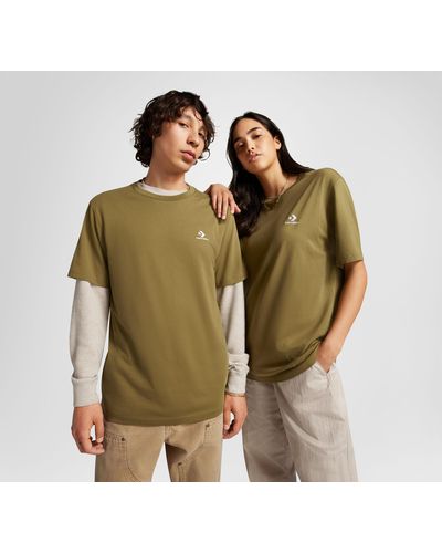 Converse Go-To Embroidered Star Chevron T-Shirt Mit Standardpassform - Grün