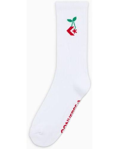 Converse Star Chevron Cherry Crew Socks - Blanc