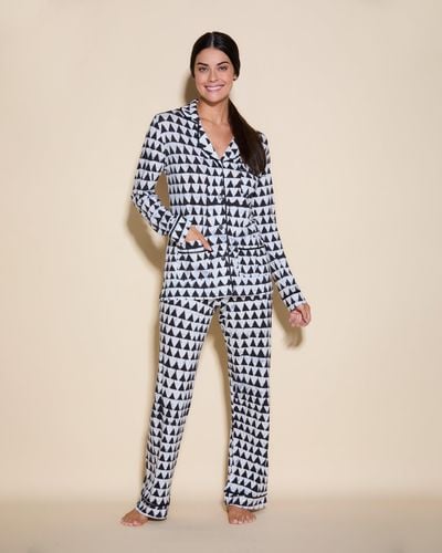 Cosabella 3 Pockets Long Sleeve Top & Pant Pyjama Set - Blue