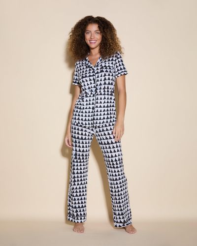 Cosabella Short Sleeve Top & Pant Pyjama Set - Blue