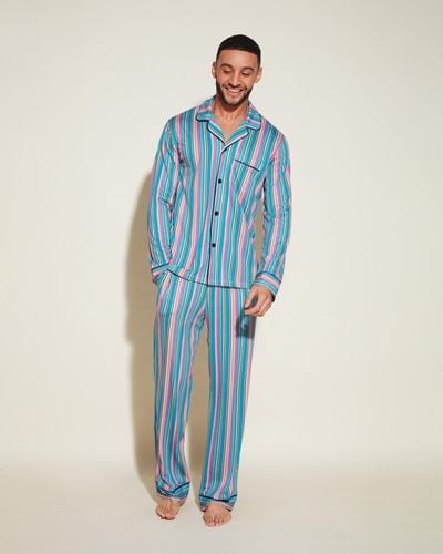Cosabella Men's Classic Long Sleeve Top & Pant Pyjama Set - Blue