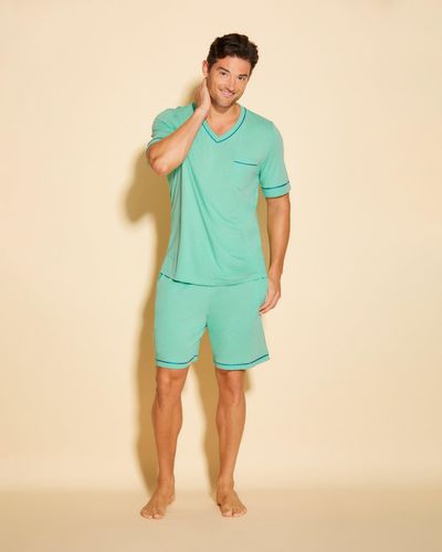 Cosabella Men's Short Sleeve Top & Shorts Pyjama Set - Green