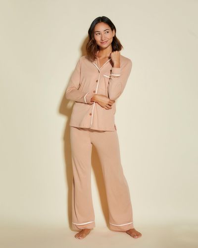 Cosabella Petite Long Sleeve Top & Pant Pyjama Set - Natural