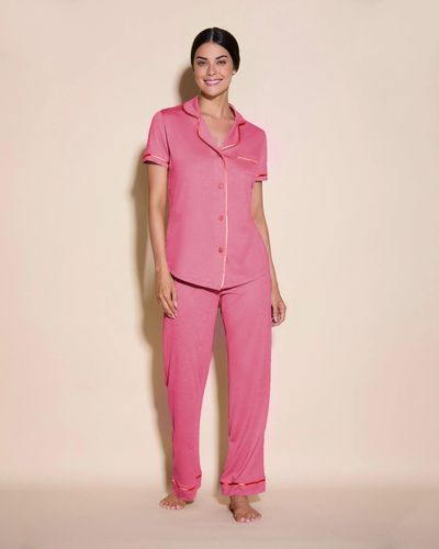 Cosabella Short Sleeve Top & Pant Pyjama Set - Pink