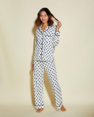 Cosabella Petite Long Sleeve Top & Pant Pyjama Set - Blue