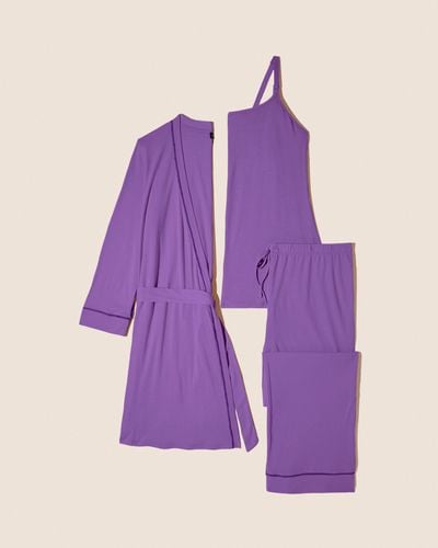 Cosabella Nursing 3 Piece Pyjama Set With Robe - Purple