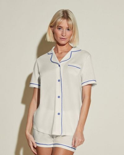 Cosabella Short Sleeve Top & Boxer Pyjama Set - Natural