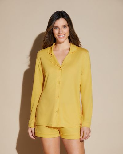 Cosabella Long Sleeve Top & Boxer Pyjama Set - Yellow