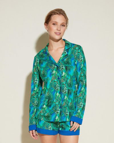 Cosabella Printed Long Sleeve Top & Boxer Pyjama Set - Blue