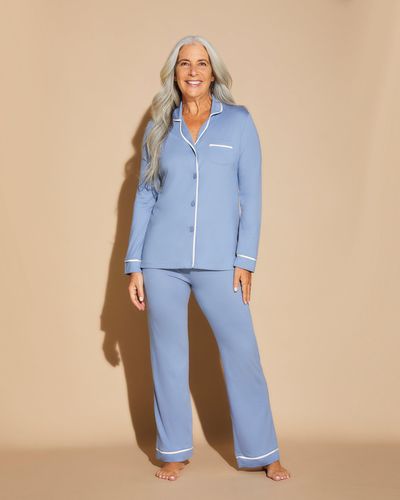 Cosabella Long Sleeve Top & Pant Pyjama Set - Blue