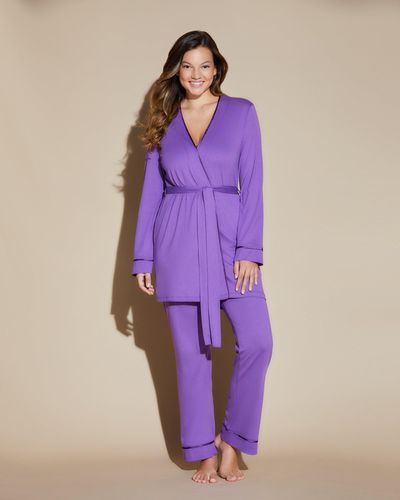 Cosabella Curvy 3 Piece Pyjama Set With Robe - Purple