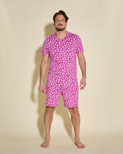 Cosabella Men's T Shirt & Short Lounge Set - Pink