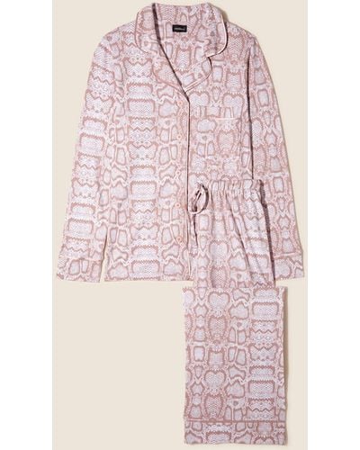 Cosabella Petite Printed Long Sleeve Top & Pant Pyjama Set - Pink