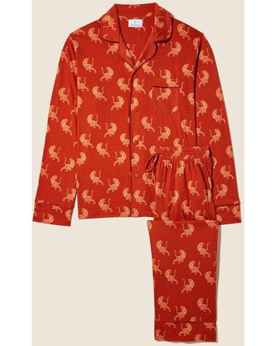 Cosabella Men's Classic Long Sleeve Top & Pant Pyjama Set - Red