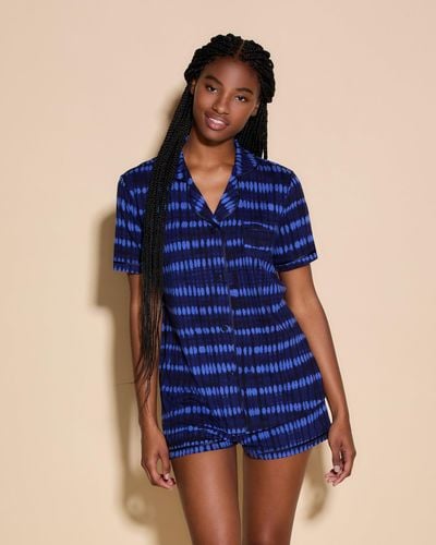 Cosabella Short Sleeve Top & Boxer Pyjama Set - Blue
