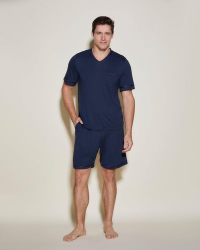 Cosabella Men's Short Sleeve Top & Shorts Pyjama Set - Blue