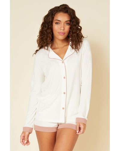Cosabella Long Sleeve Top & Boxer Pyjama Set - White