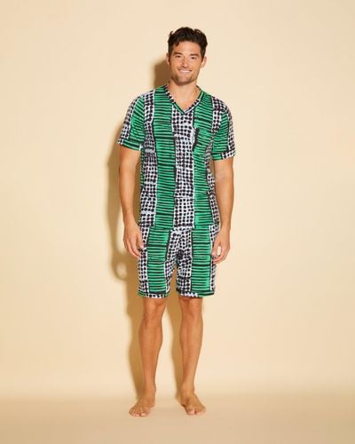 Cosabella Men's Short Sleeve Top & Shorts Pyjama Set - Green