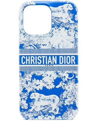 Dior Case Iphone 13 Pro In Fluorescent Blue Toile De Jouy