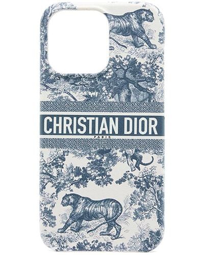 Dior Case Iphone 13 Pro In Blue Toile De Jouy