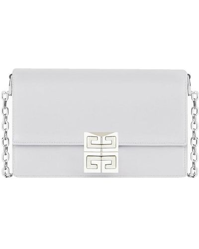 Givenchy Small 4g Bag In Box Leather With Chain Cloud Grey - White