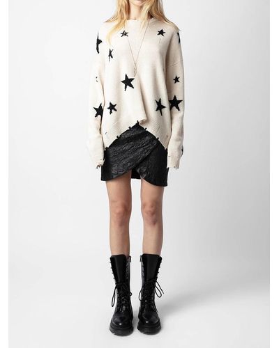 Zadig & Voltaire Markus Cashmere Star Destroys Knitwear White Knitwear Knitted - Natural