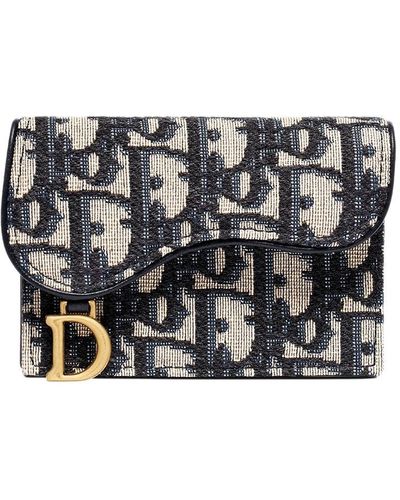 Dior Saddle Flap Card Holder - Black