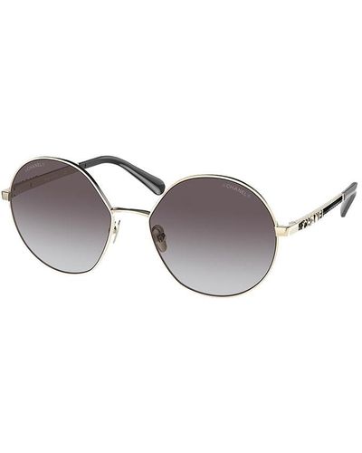 Chanel Round Sunglasses Ch4269 Gold & - Metallic