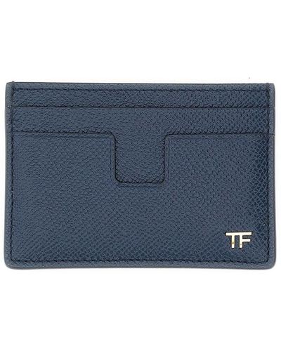 Tom Ford T Line Pouches Wallet Pouches Wallet One-size Calf Skin - Blue