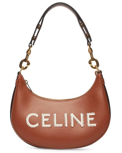 Celine Medium Ava Strap Bag In Smooth Calfskin With Embroidery Tan - Brown