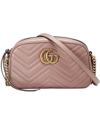 Gucci GG Marmont Small Matelassé Zipped Dusty Pink Shoulder Bag