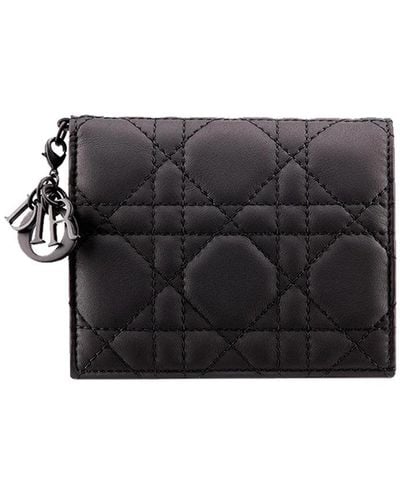 Dior Mini Lady Wallet In Black Ultramatte Cannage Calfskin