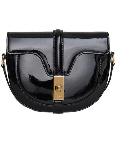 Celine Small Besace 16 Bag In Patent Calfskin Black