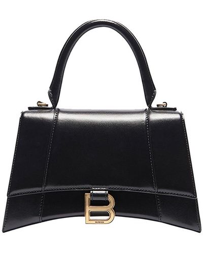Balenciaga Hourglass Xs Top Handle Bag In Black