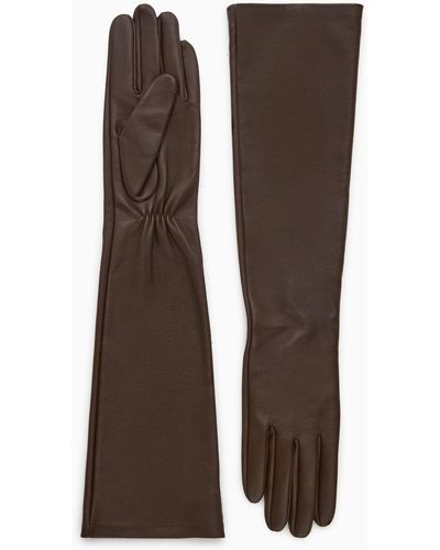 COS Long Leather Gloves - Brown